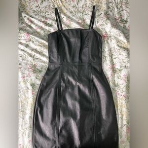H&M Black Faux Leather Mini Dress